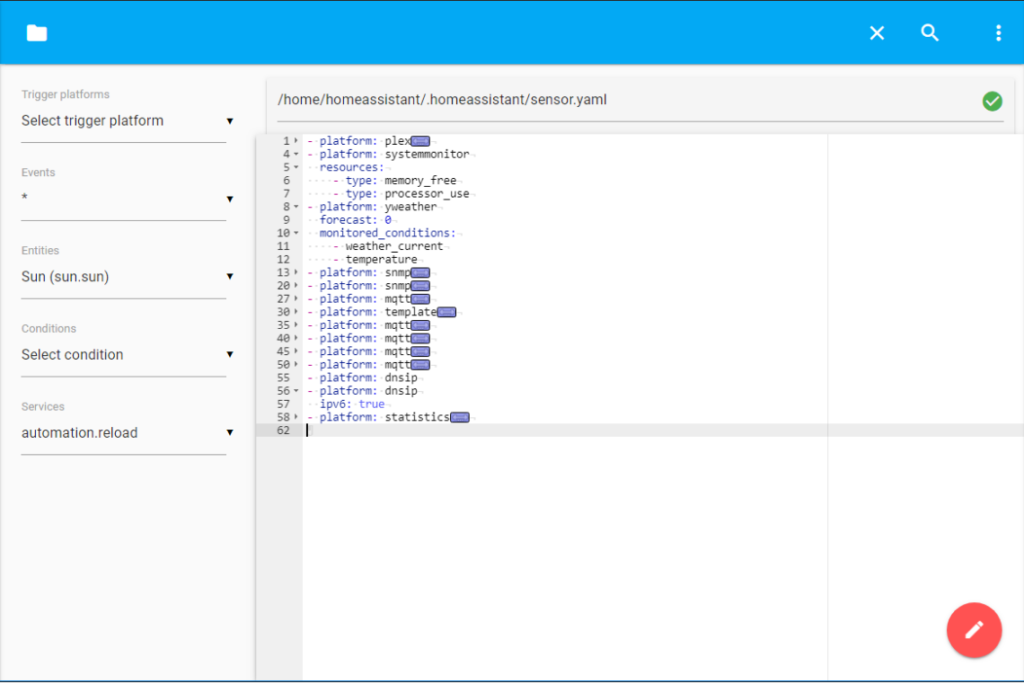 Editor visual para los ficheros de configuración de Home Assistant Core