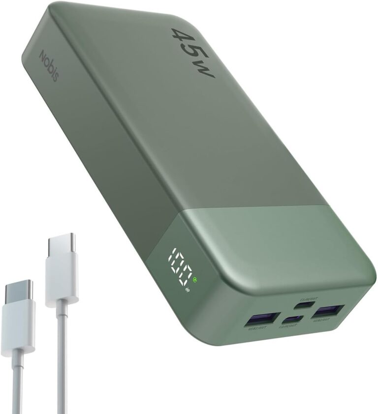 NOBIS Power Bank 20.000 mAh · 45 W · carga rápida + pantalla digi