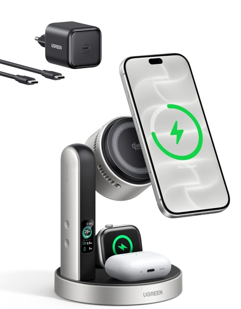 UGREEN MagFlow Pro 3 en 1: Cargador inalámbrico Qi2 25W a 110€